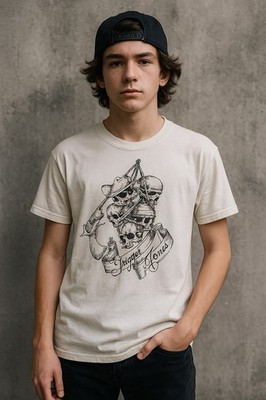 Trigger Jones Graphic Tee Skulls Vintage Style White Hanes Tagless Small