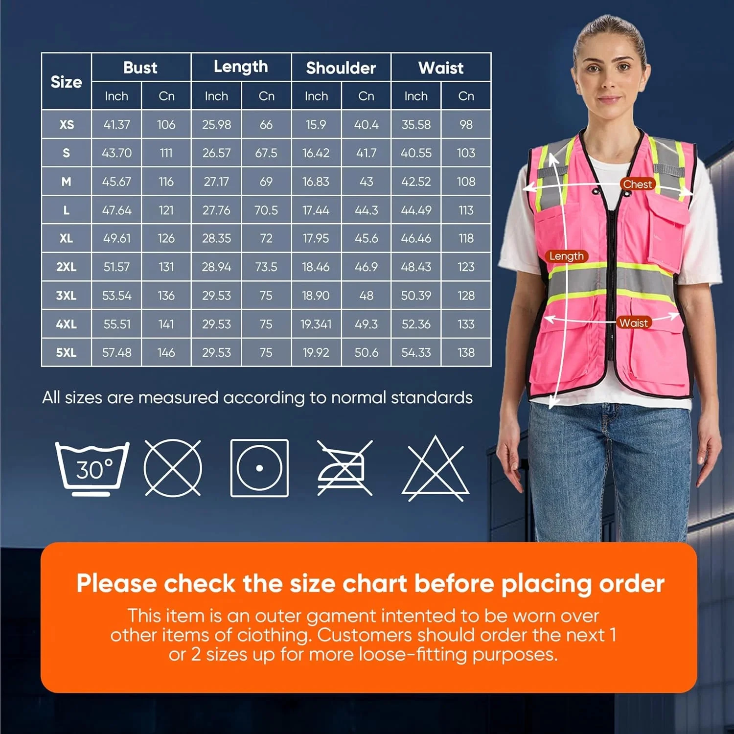 Hi Vis Safety Vest for Women,Working Drawstring waist Construction Vest with Poc - product detail image 6
