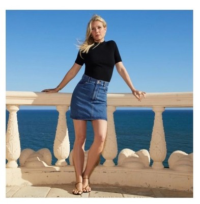 Goop Harlow A-Line Denim Blue Women's Skirt Med Size 26