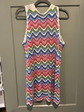 Show Me Your Mumu Women's Multicolor Crochet Wavy Stripe Sweeney Dress Coverup L