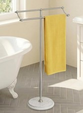 Free Standing Weighted Marble Base Stainless Steel Towel Rack Brushed Steel