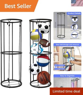 Garage Ball Storage Rack - Wall-Mounted Vertical Ball Holder for Basketball, ...