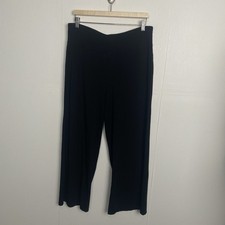 Eileen Fisher Women s Black Wide Leg Pull On Tencel Blend Pants Size Large.