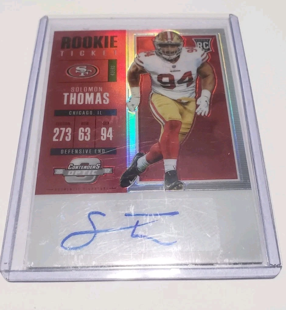 Solomon Thomas 2017 Panini Contenders Optic Auto Red /75 Rookie Ticket #155