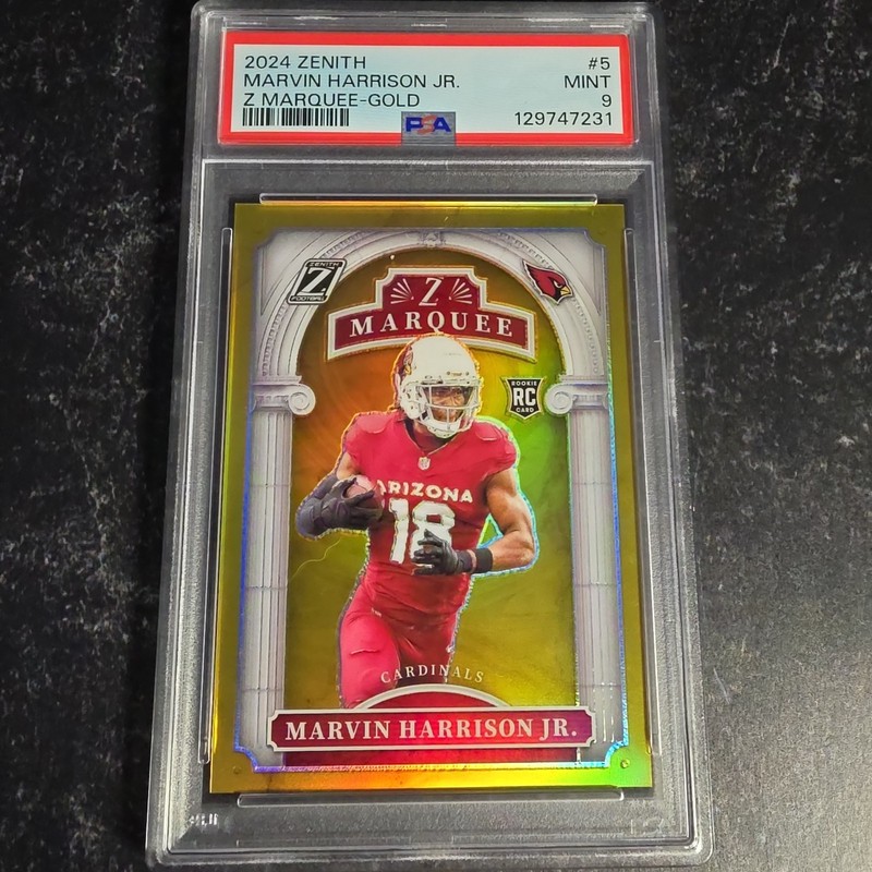 2024 Panini Zenith Z Marquee Marvin Harrison Jr. #5 Gold /10 (RC) Cardinals PSA9