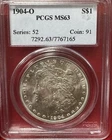 1904-O  S$1 Morgan Silver Dollar PCGS MS63 Series52 Coin91
