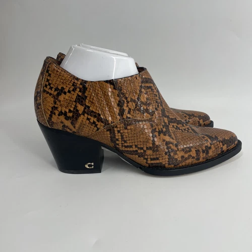 Stivaletti COACH taglia 8C Perri Caramel stampa serpente corti alla caviglia