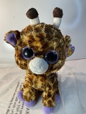 NEW 2010 Ty SAFARI Giraffe Beanie Boo Buddy Plush 9” - Purple Eyes, CUDDLY