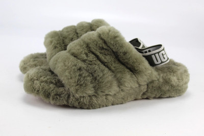 UGG  Fluff Yeah Gr.39 Damen Sandalen Slipper Lammfell  Olive  WIE NEU  P 498