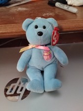 TY Basket Beanie Baby -CANDIES the Blue Bear (5.5 inch) MWMTs Easter Stuffed Toy