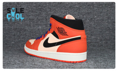 Nike Air Jordan 1 AJ1 Mid SE Team Orange Black Men's Shoes 852542