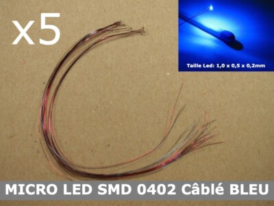 Paket 5 Stück MICRO LED SMD 0402 BLAU kabelgebunden 12V + R 1KΩ MODELLBAU JOUEF ROCO LIMA