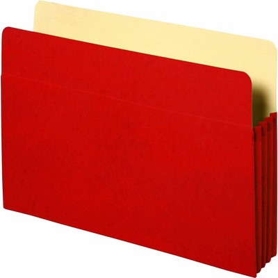 Business Source Accordion Pocket 3-1/2'' Exp 11-3/4''x9-1/2'' Red 26552