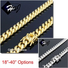 18-40"MEN Stainless Steel 7mm Silver/Gold Plated Miami Cuban Curb Necklace N154