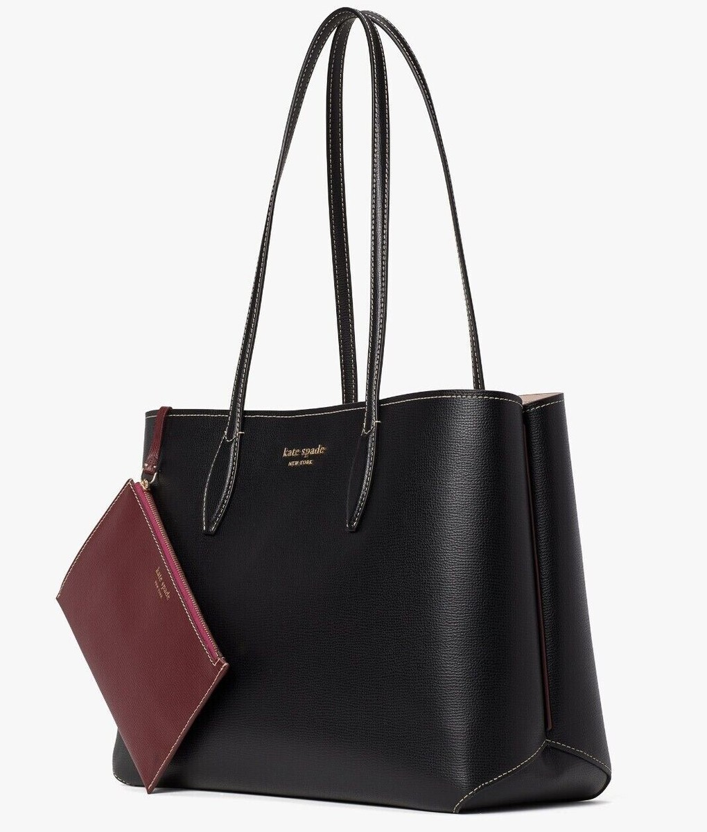 Kate Spade All Day Large Tote Black Leather + Pouch PXR00297 Kate Spade All Day Large Tote Black Leather + Pouch PXR00297