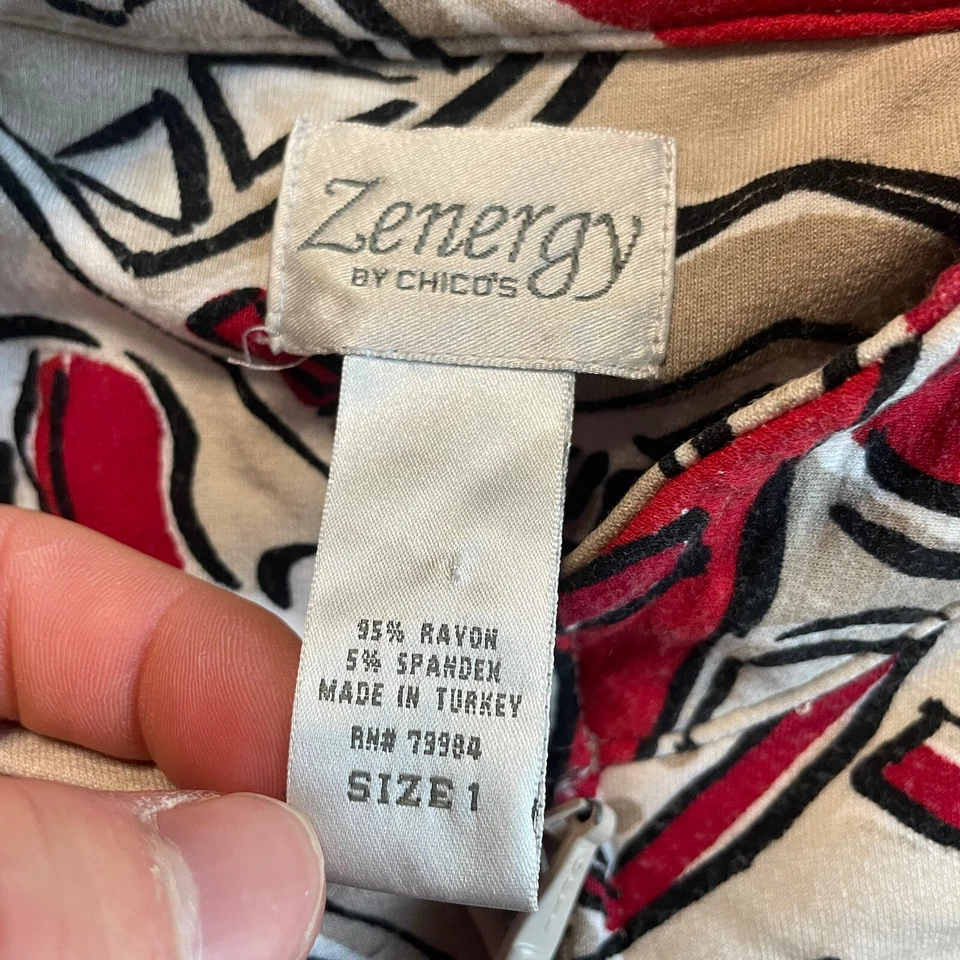 Zenergy Jackens Womens Size 1 Chicos Abstract Lightweight Full Zip Colorful — 第 3/4 张图片