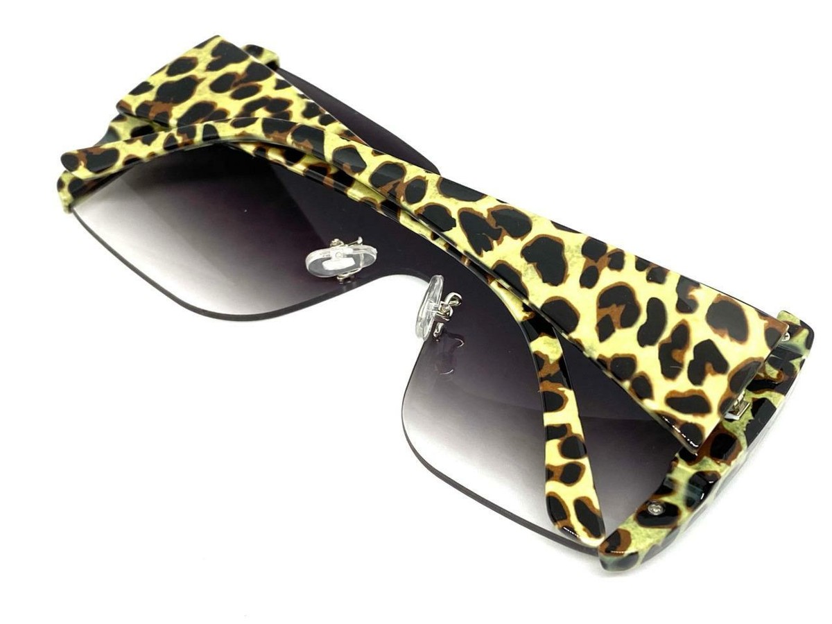Gold Leopard Chunky White Oversized Bubble Round Sunglasses Leopard Detail Oversized Circle Sunglasses – Spinsters Row main image 2