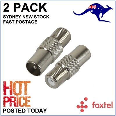 2x F Type Female To Pal Male Socket Coaxial Cable Adapter Foxtel Approved F Ebay