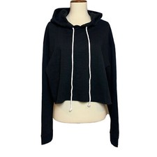 WILD FABLE Cropped Hooded Sweatshirt Pullover Color Black - Size XS