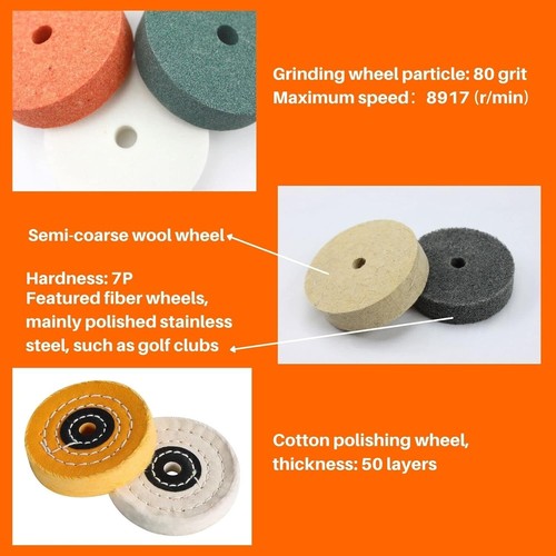 3 inch Buffing Polishing Wheel Kits(7 Pieces)for Mini Bench Grinder/Bench Buffer - Picture 7 of 7