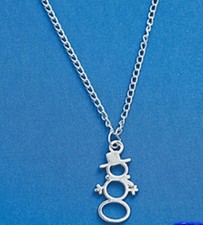 SILVER SNOWMAN NECKLACE w/CHAIN in GIFT BOX NEW