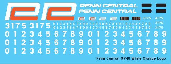 HO Scale - Penn Central Locomotive White Orange Logo