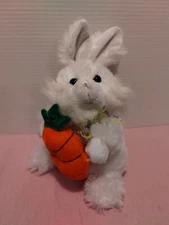 Hunson Trading White Bunny Rabbit with Carrot Plush Stuffed Animal Toy 11"