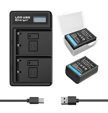 2Pack BLX-1 Battery & LCD Display Dual Charger for Olympus OM System OM-1 Camera