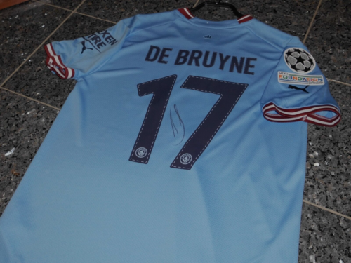 MANCHESTER CITY "DE BRUYNE" Puma jersey size L; hand signed / autograph CHARITY" - Picture 1 of 10