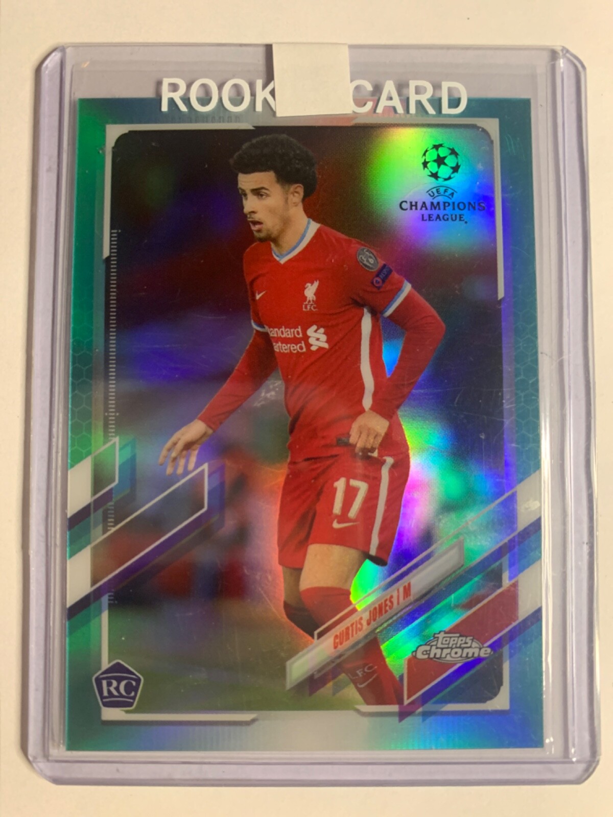 2020-21 Topps Chrome UCL Aqua Refractor #D /199 Curtis Jones #6 Rookie RC