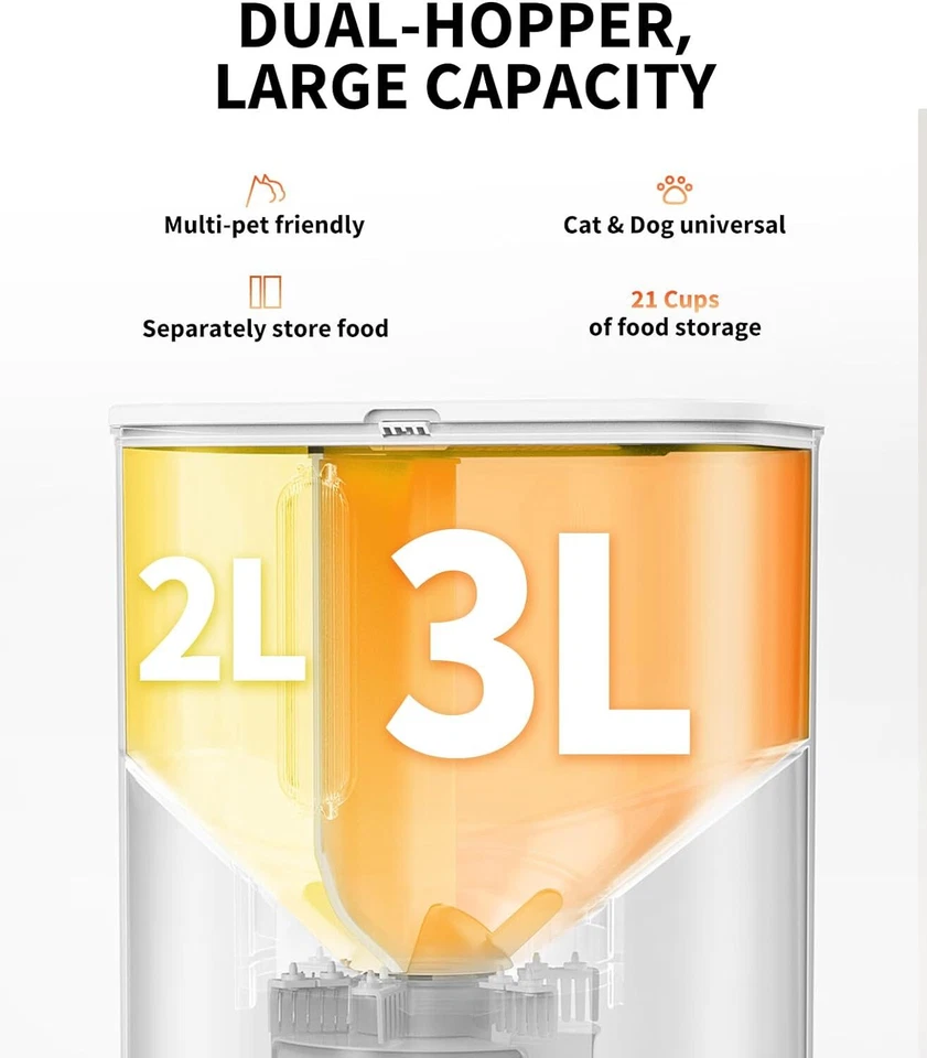 PETKIT Alimentador Automático para Gatos con Cámara, Video HD 1080P, Audio Bidireccional, Doble Tolva Foto 3 de 4