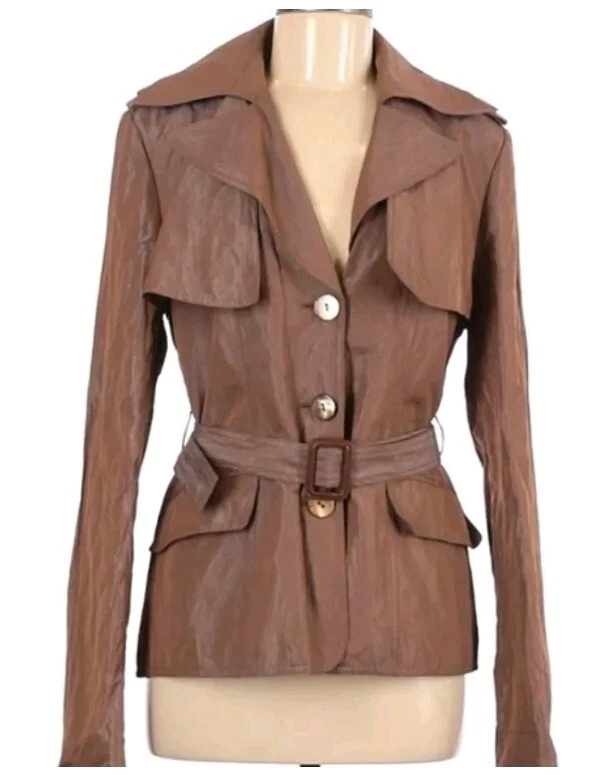 Blazer Lafayette 148 Trench Jackette Marrón Metálico Mujer 4 Cinturones Ligero  Foto 2 de 4