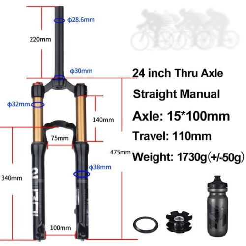 20/24inch MTB Bicycle Fork Barrel Shaft Resilience Front Suspension Air Fork - Picture 29 of 30