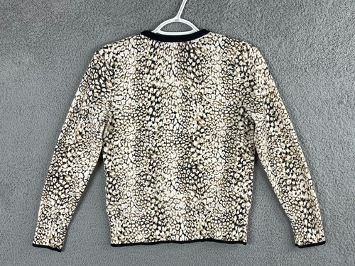 Lands End cardigan women small 6/8 brown white button up cheetah supima cotton - Picture 11 of 11