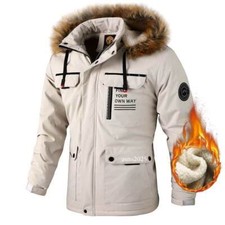 Winter Warm Thick Fleece Parkas Men Fur Collar Parka Jacket Coat Men Parkas Men