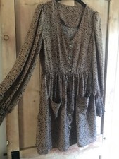 Shein brown and black animal print smock dress with pockets - medium size 12