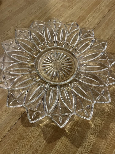 Vintage Federal Iridescent Sunflower Clear Crystal Platter 11.25" Excellent Cond