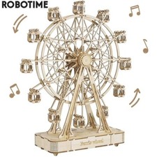 232pcs Rotatable DIY 3D Ferris Wheel Wooden Puzzle Game Assembly Music Box sc