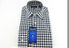 Nautica Grey/Blue Plaid Stretch Performance Dress Shirt Classic Fit 15 1/2 34/35