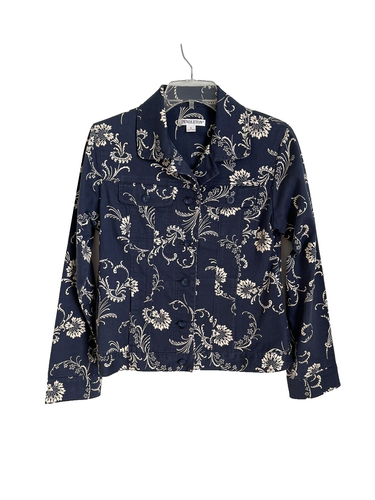 Pendleton Womens Blue Floral Long Sleeve Button Front Jacket Size Small