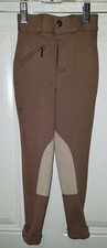NEW ASHLEY KID'S CLASSIC COTTON KNEE PATCH JODHPURS, TAUPE, KID'S SZ 4