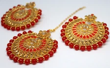 Earrings Tikka Set Goldplated new ethnic Bridal wedding Partywear setT62