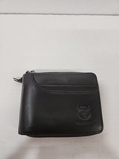 BULLCAPTAIN Mens Real Leather Zipper Around Card Slots Coin Wallet Purse Black