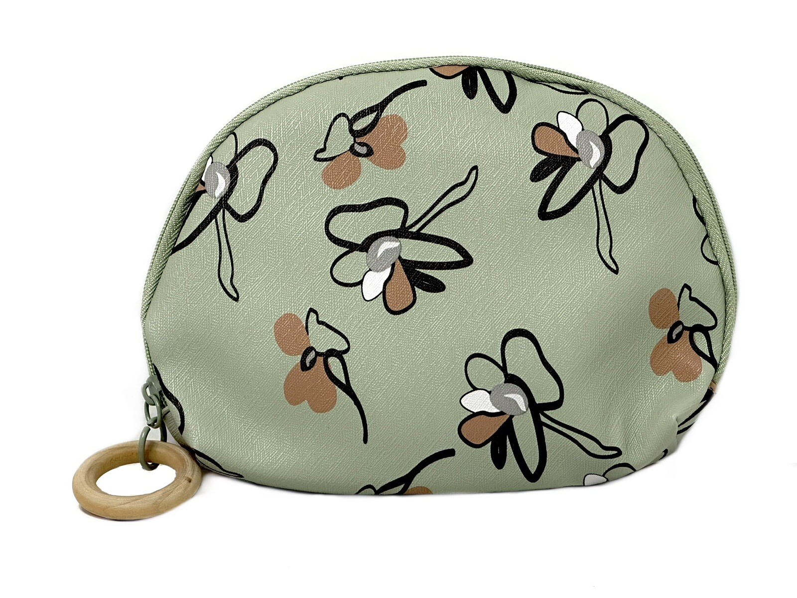 Makeup Bag Purse Pouch Sage Green Zipper-image