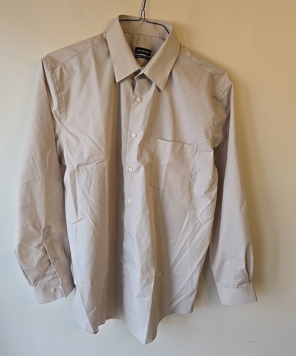 Van Heusen Men Regular-Fit Wrinkle Free L/S Button Dress Shirt 16