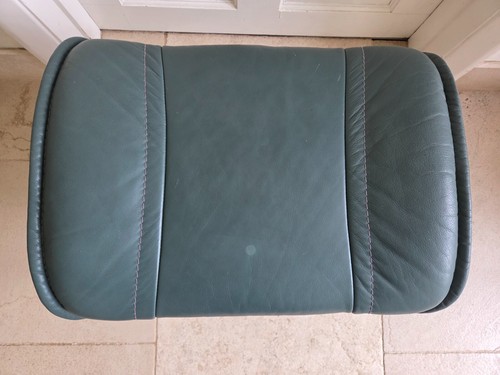 Ekornes Stressless Blue Leather Footstool - Picture 7 of 11