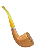 Mastro De Paja Unique Pipe With Yellow Tipped Mouthpiece - Handmade In Italy