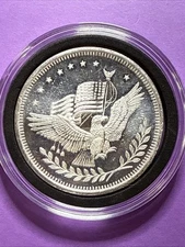 1 oz Rare APM  American Eagle & Flag Bullion Trade Unit .999 Silver Round