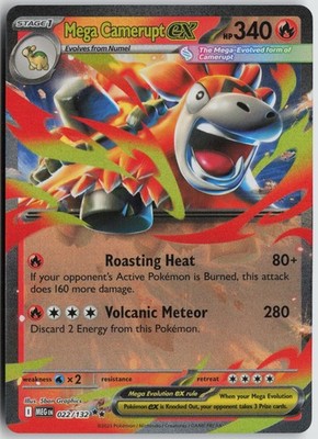 Mega Camerupt ex Double Rare Holo ME01: Mega Evolution 022/132 NM 5ban Graphics