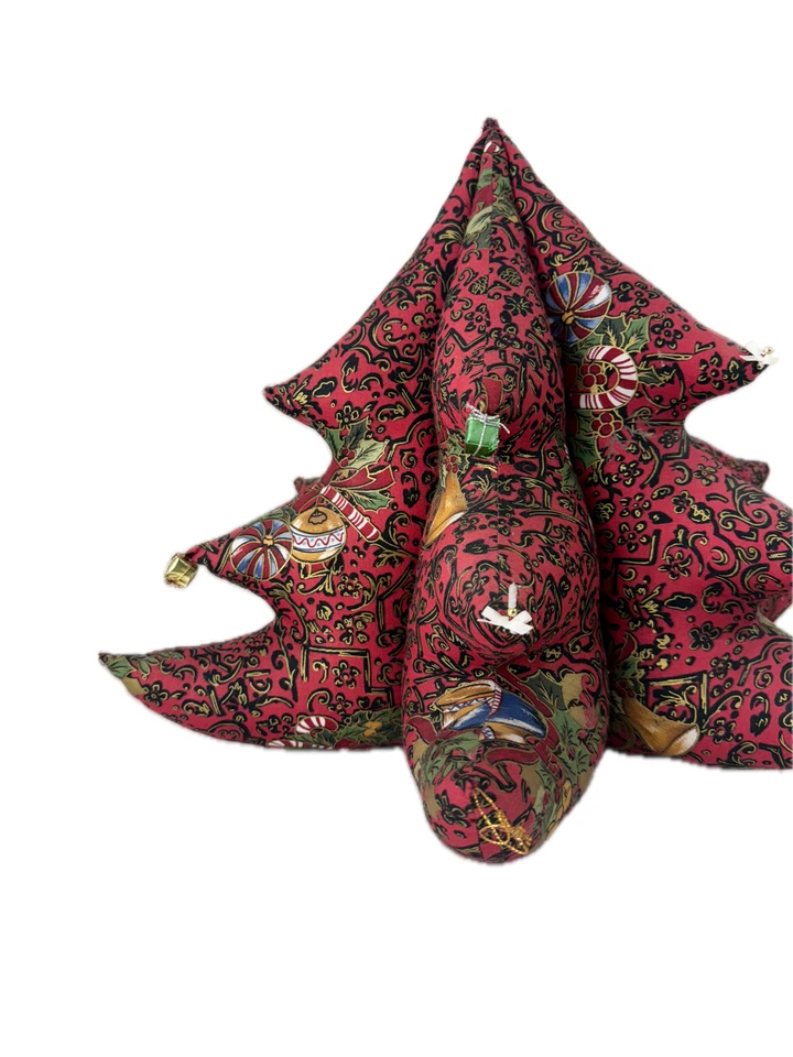 Escultura de árbol de Navidad de tela vintage - Paisley rojo 14" Foto 2 de 4